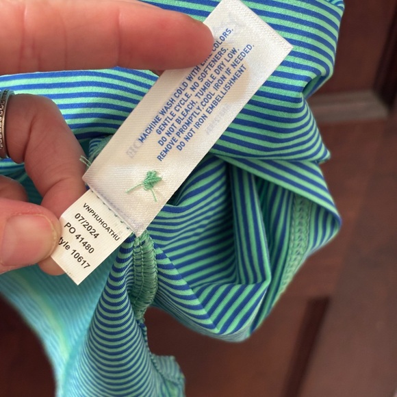 NWT Southern Tide Men's M Meadowbrook Stripe Polo in Parakeet w Pimento Cheese - Picture 10 of 15